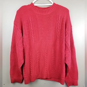 Jeep Mens Red Pullover Sweater Knit Size Large Cotton